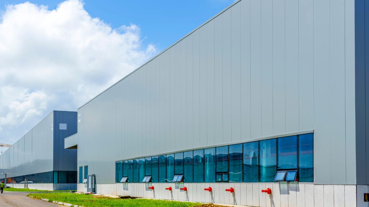 Construction site of a large warehouse