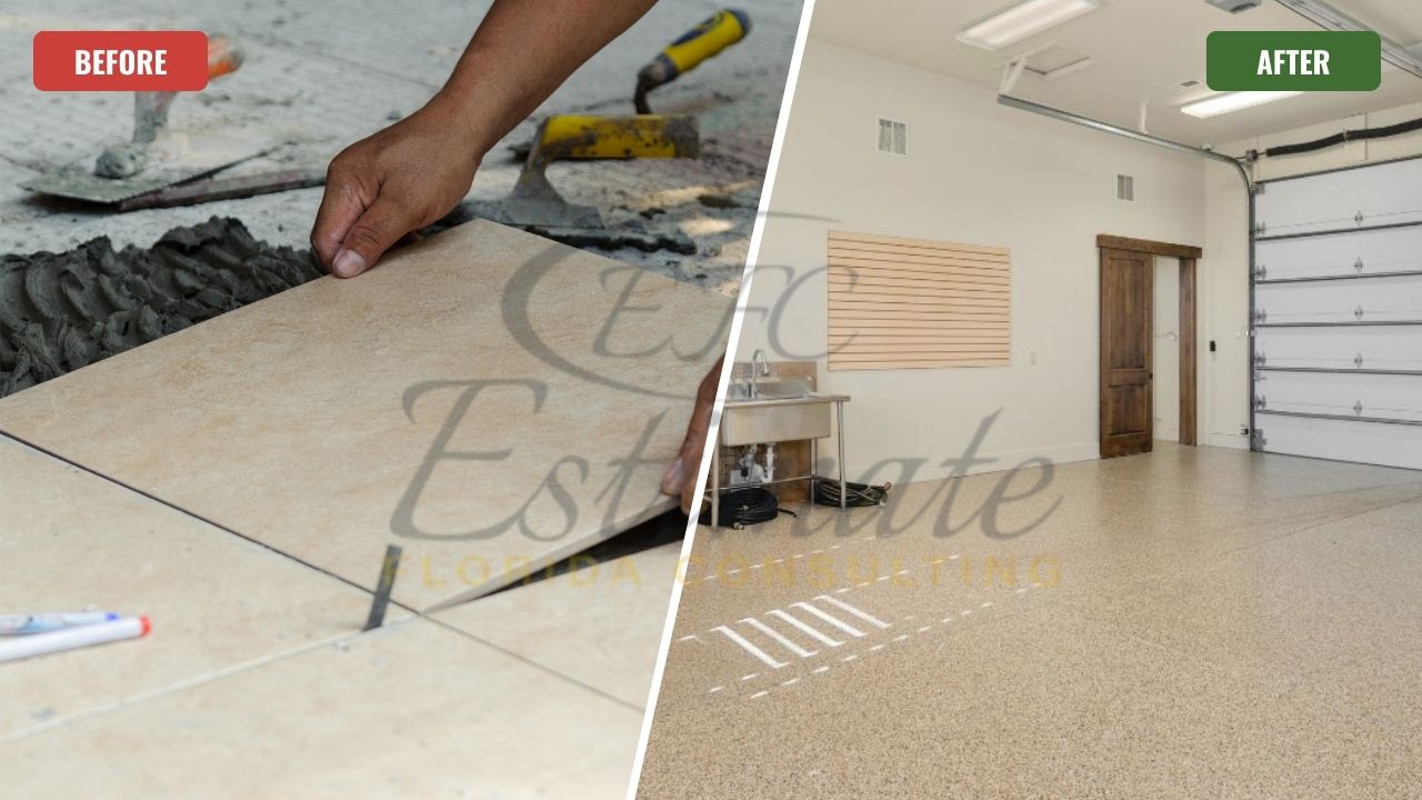 Porcelain Tile Flooring for Garage in Stuart
