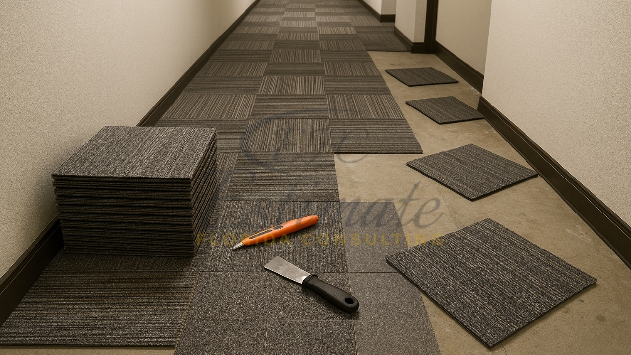 Carpet Tile Installation for Hallways in Delray Beach