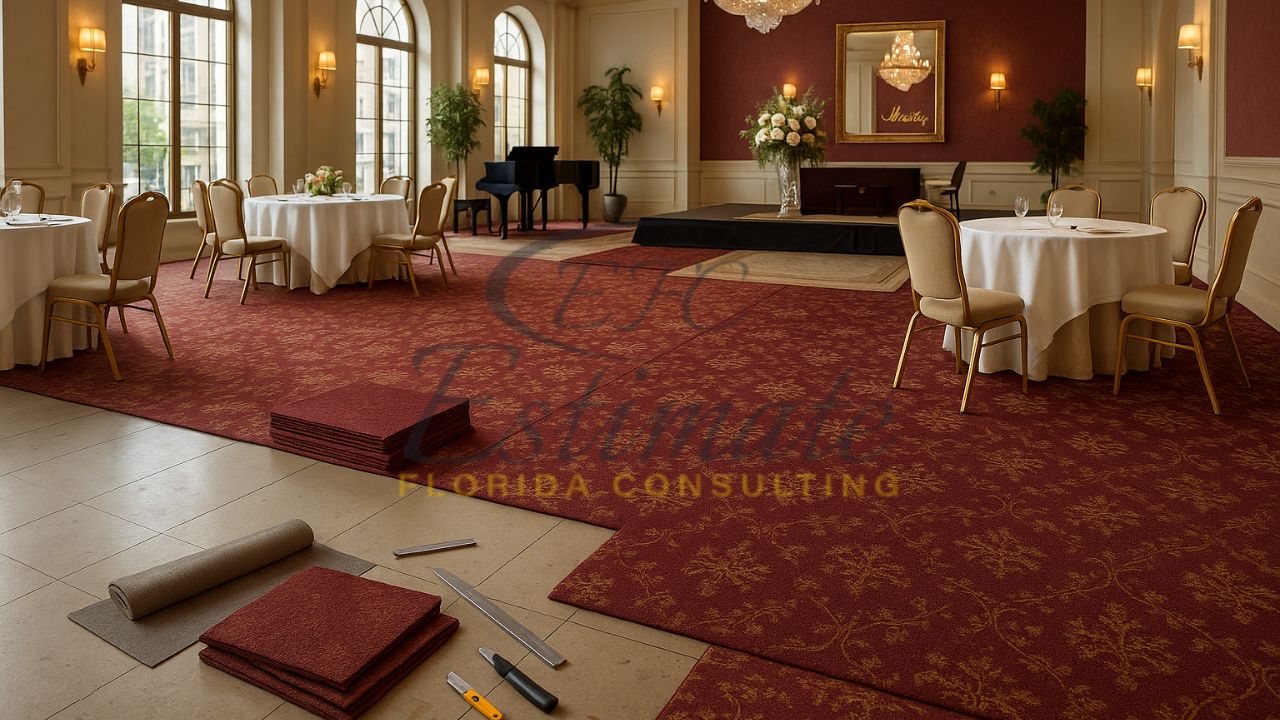 Carpet Tile Installation for Banquet halls in Weston
