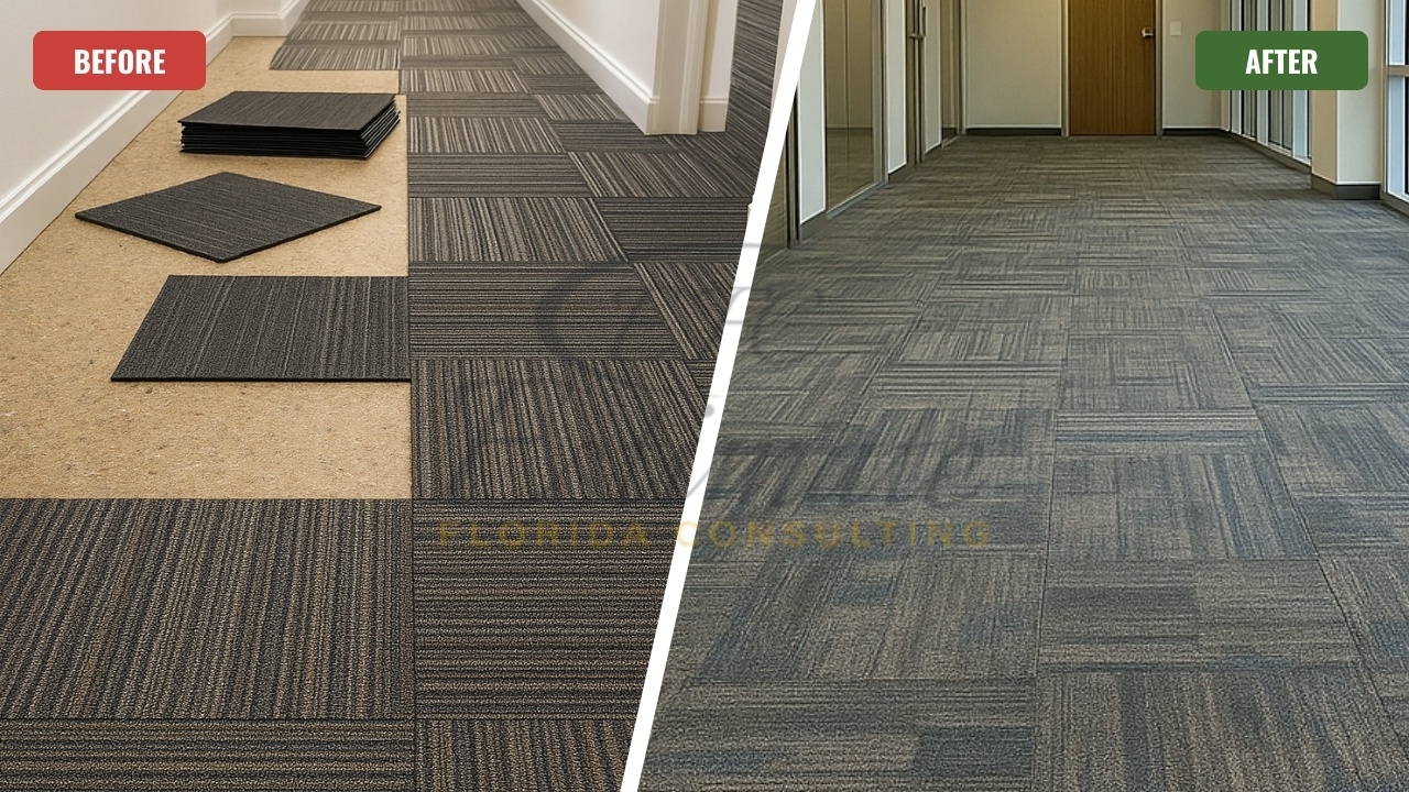 Carpet Tile Installation for Hallways in Delray Beach