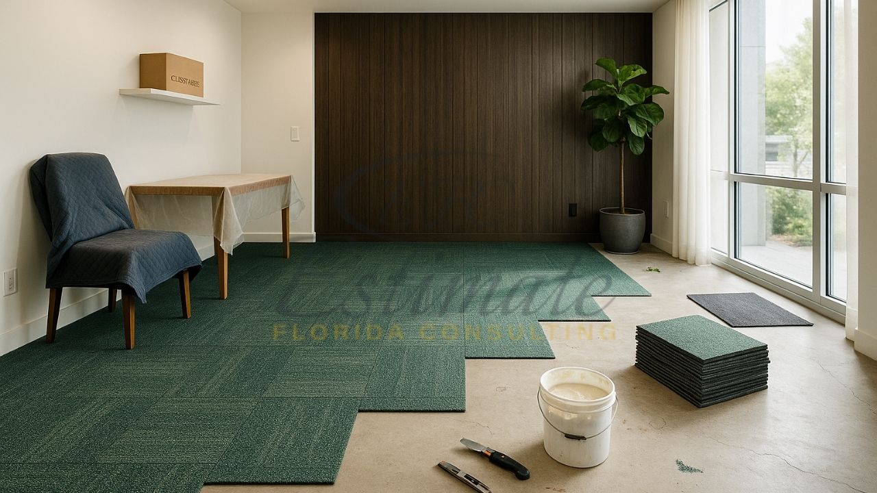 Carpet Tile Flooring for New Construction in Delray Beach