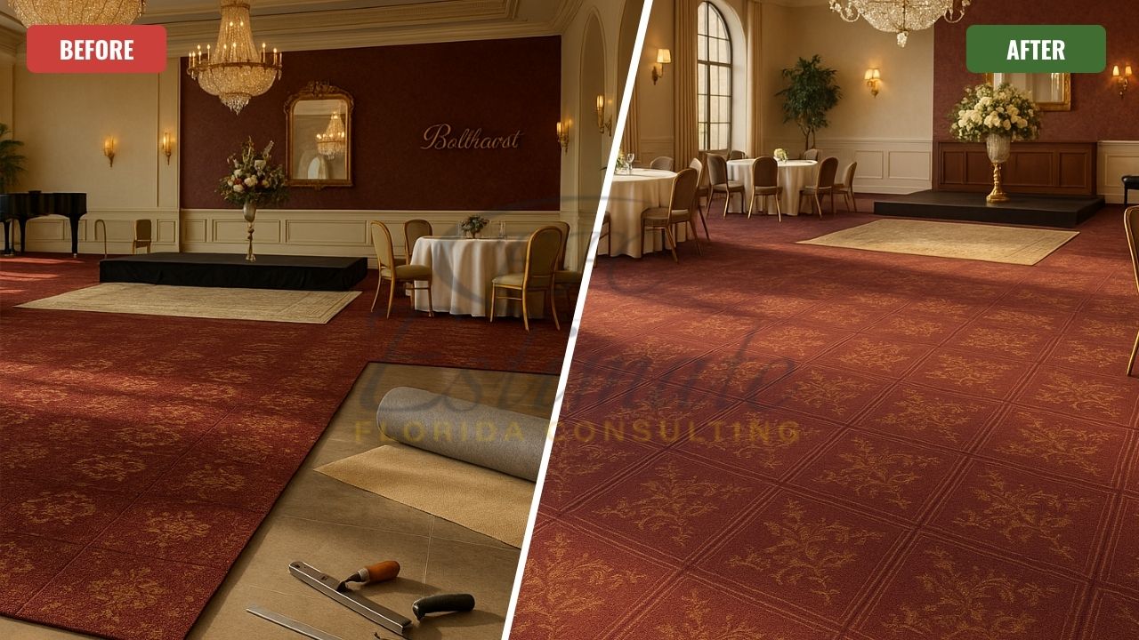 Carpet Tile Installation for Banquet Halls in Boynton Beach