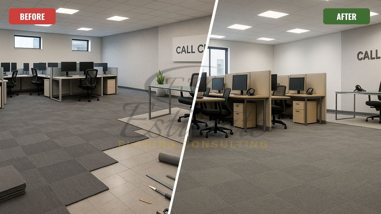 Carpet Tile Installation for Call Centers in Boynton Beach