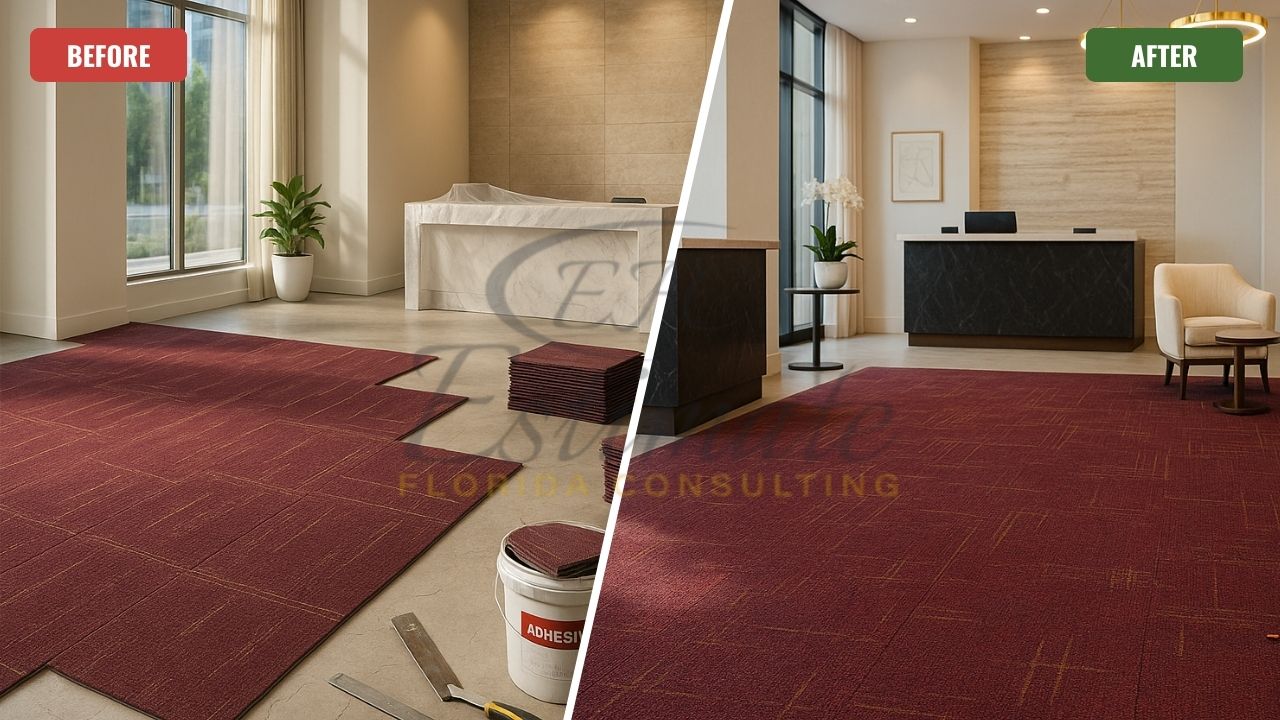 Carpet Tile Installation for Hotel Buildings in Delray Beach
