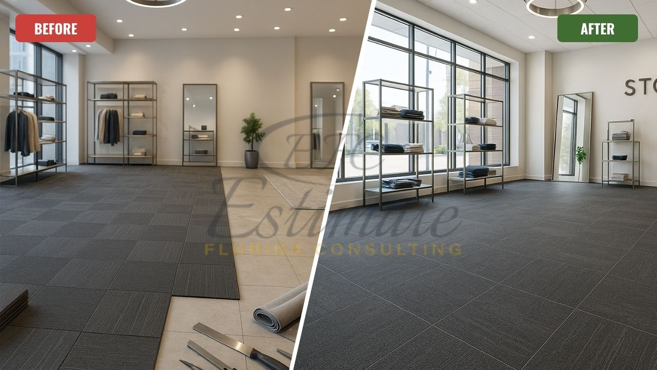 Carpet Tile Installation for Retail Store in West Palm Beach