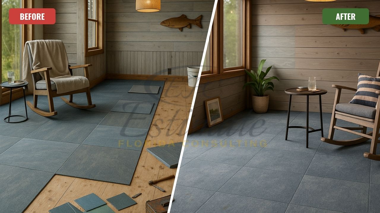 Enclosed Porches Carpet Tile Flooring in Delray Beach