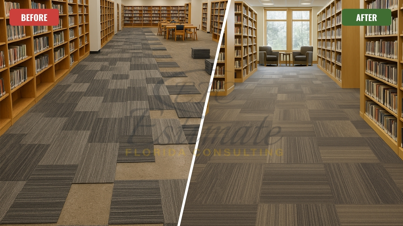 Libraries Carpet Tile Flooring in Delray Beach