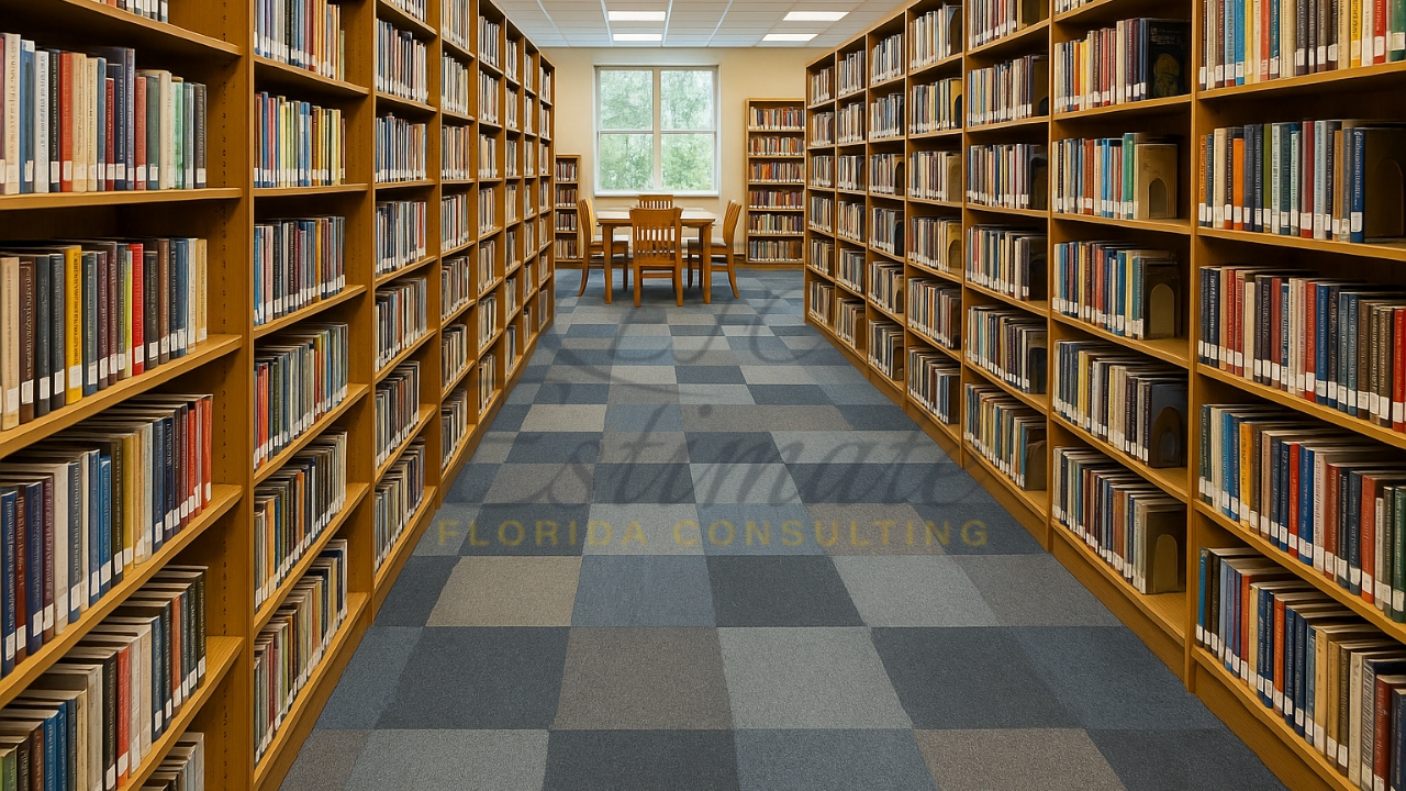 Libraries Carpet Tile Flooring in Delray Beach
