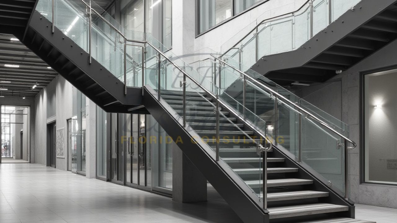 Metal Stairs with Safety Balcony Railings Near Me in Florida