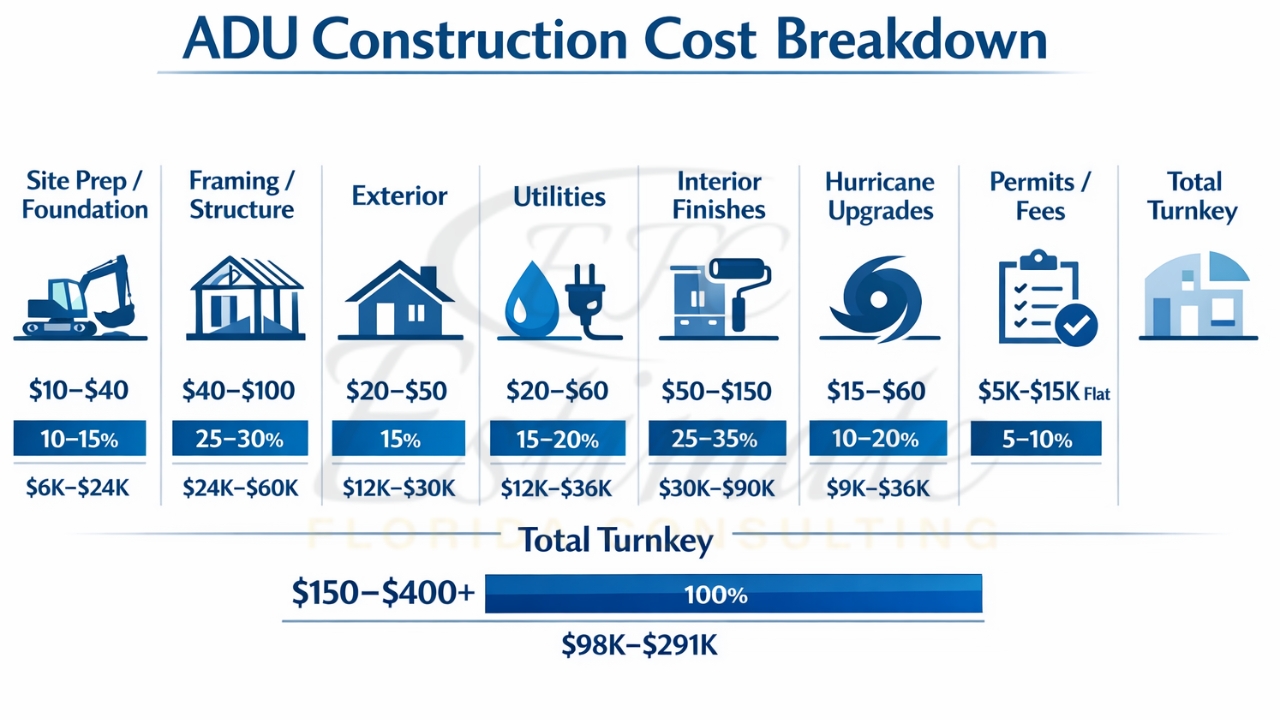 ADU Construction Cost Per Sq Ft in Florida