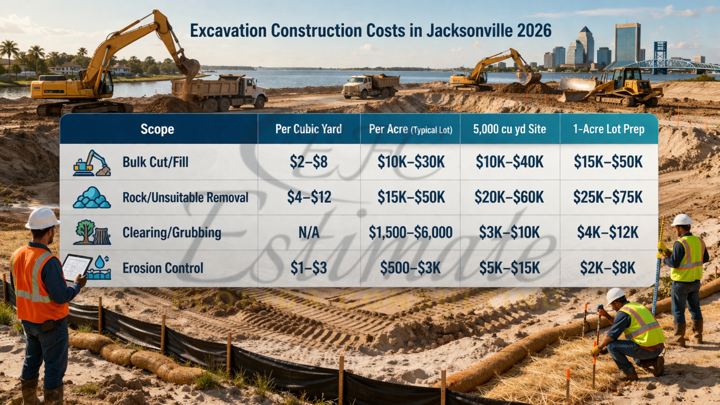 Excavation Construction Costs in Jacksonville