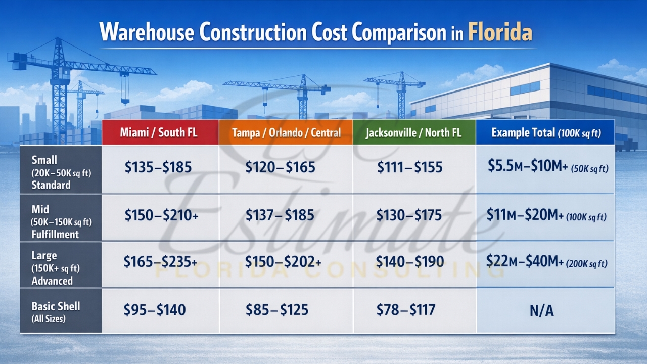Logistics Distribution Center Build Costs in Florida