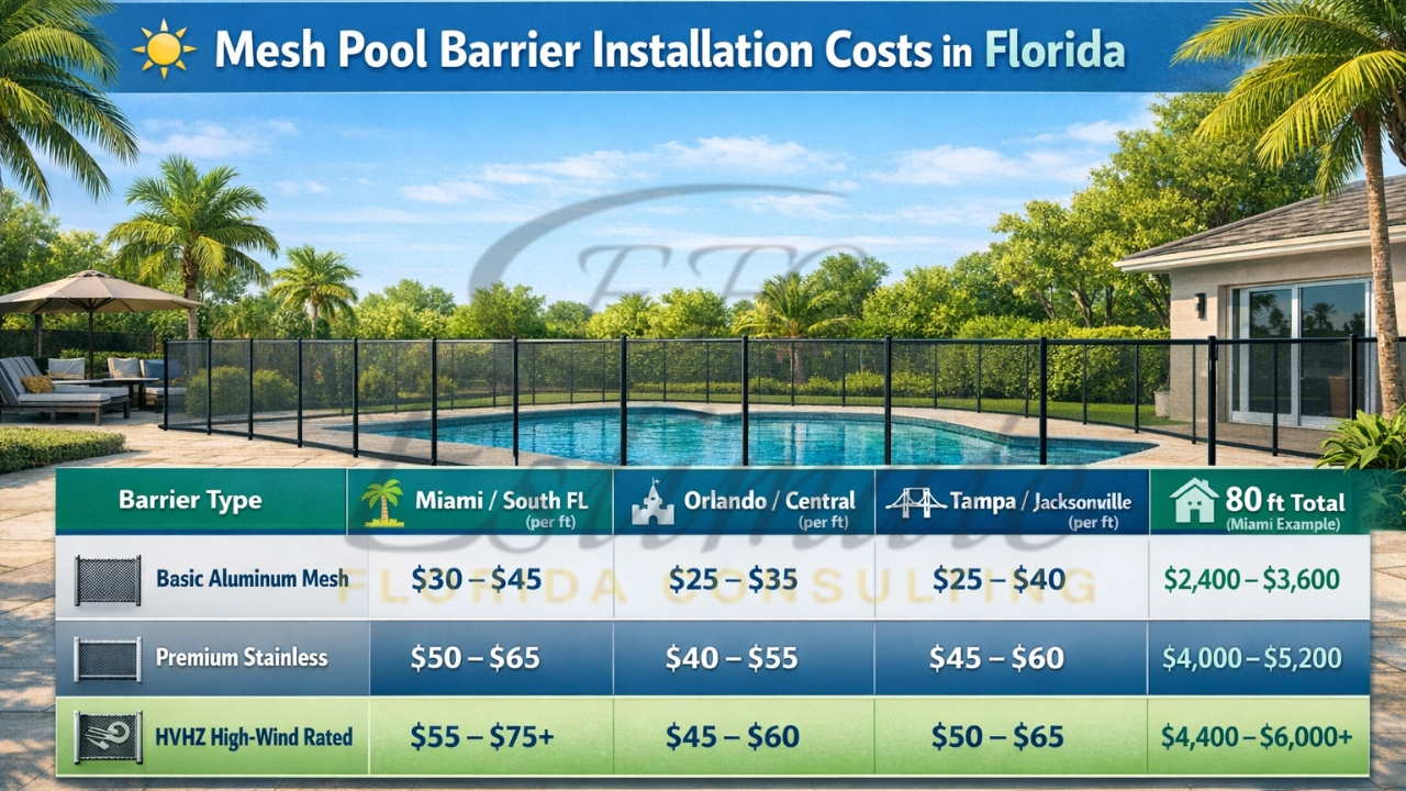 Mesh Pool Barrier Installation Costs in Florida