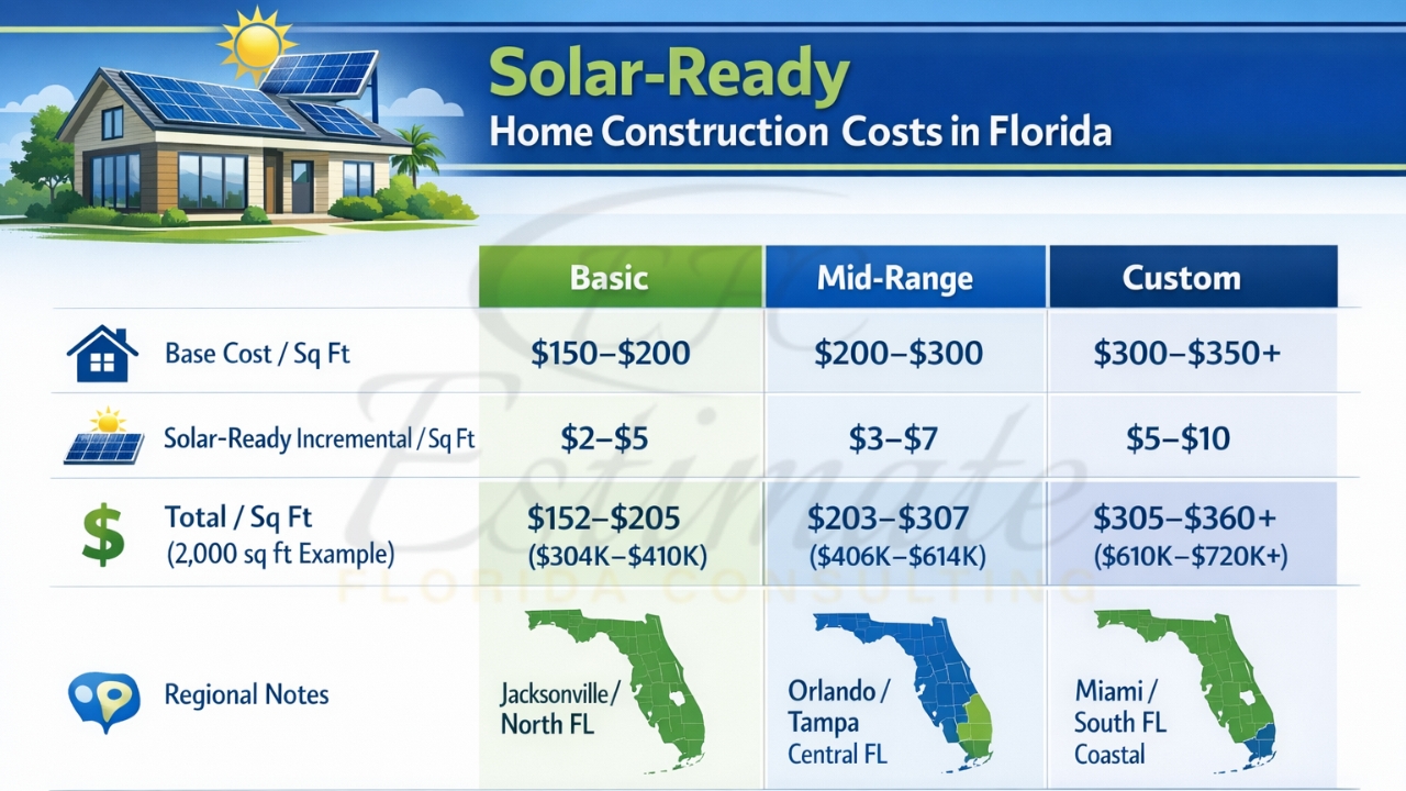 Solar Ready Home Construction Costs in Florida