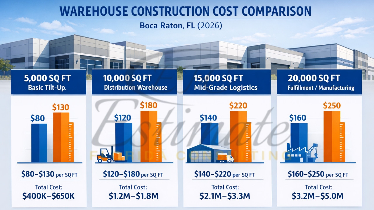 Warehouse Construction Cost Per Sq Ft in Boca Raton FL